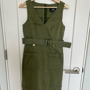 Anthropologie Olive Utility Belted Midi Dress